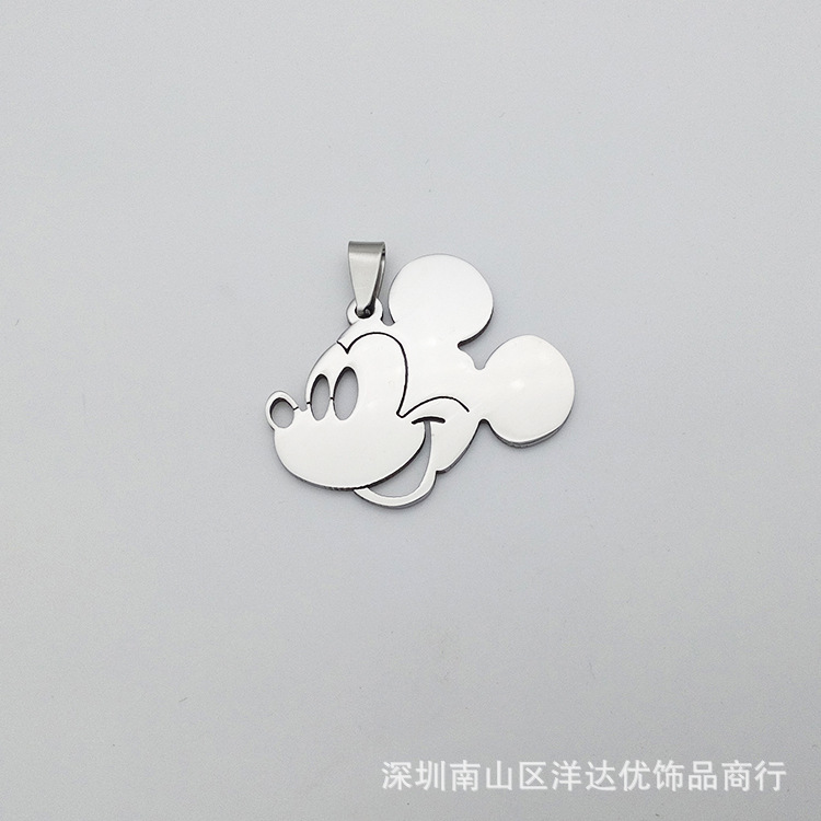 厂家热销卡通影视饰品 线切割不锈钢米奇米老鼠和唐老鸭钛钢吊坠