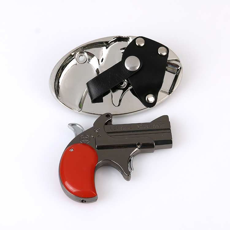 新款椭圆形枪扣打火机皮带扣 带有激光点的打火机男士皮带扣