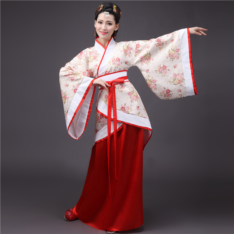 厂家直销 新款古装曲裾演出服 古代成人女装汉服 民族古风