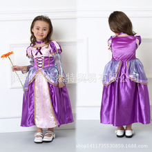 六一演出新款Rapunzel长发公主万圣儿童服装奢华乐佩公主裙cos