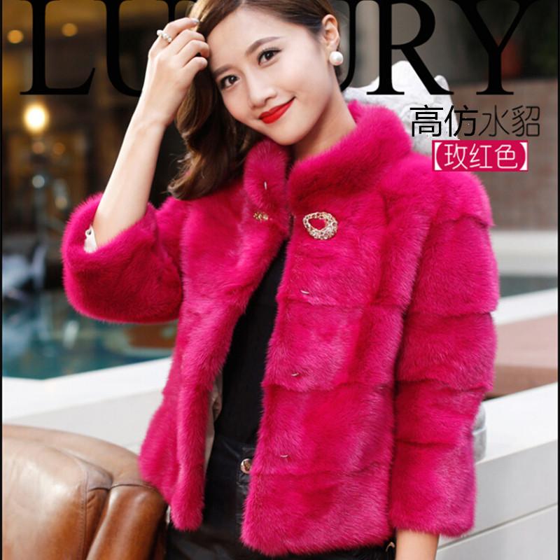 2023秋冬韩版仿皮草水貂毛短款立领外套女时尚休闲气质名媛毛毛衣