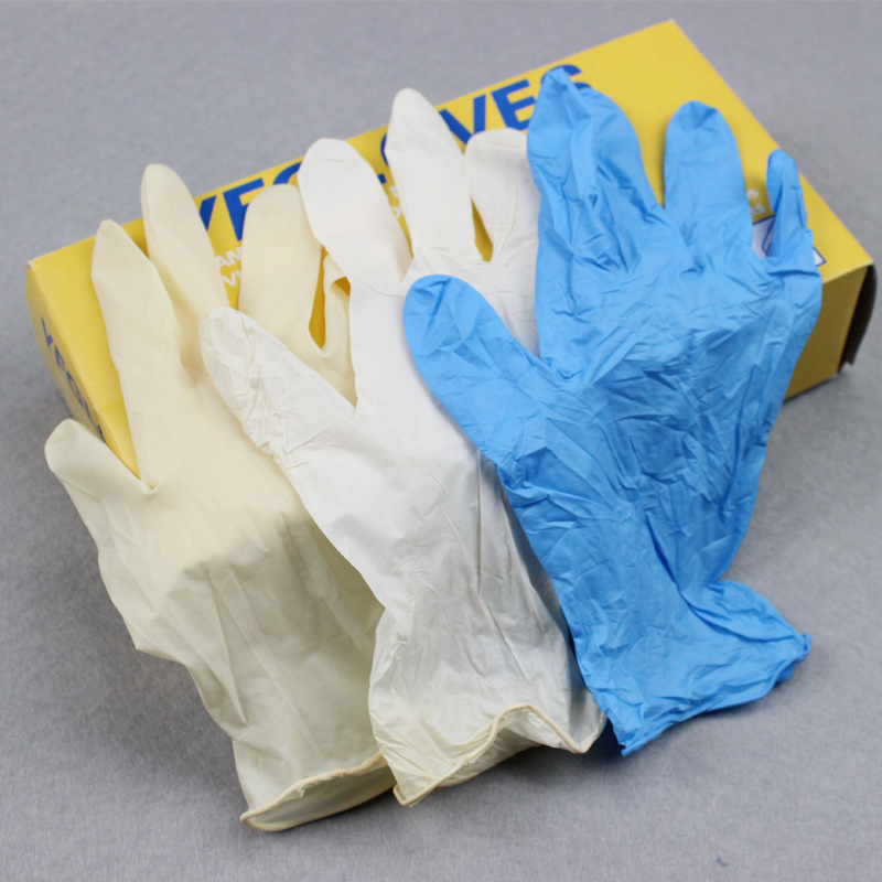 厂家批发 一次性实验检查医用食品防护丁睛白色乳胶手套