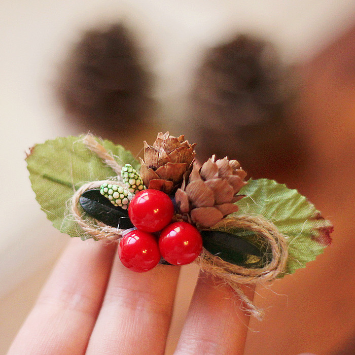 森林系手工复古小清新新娘婚纱写真拍照小红果浆果圣诞发饰发夹