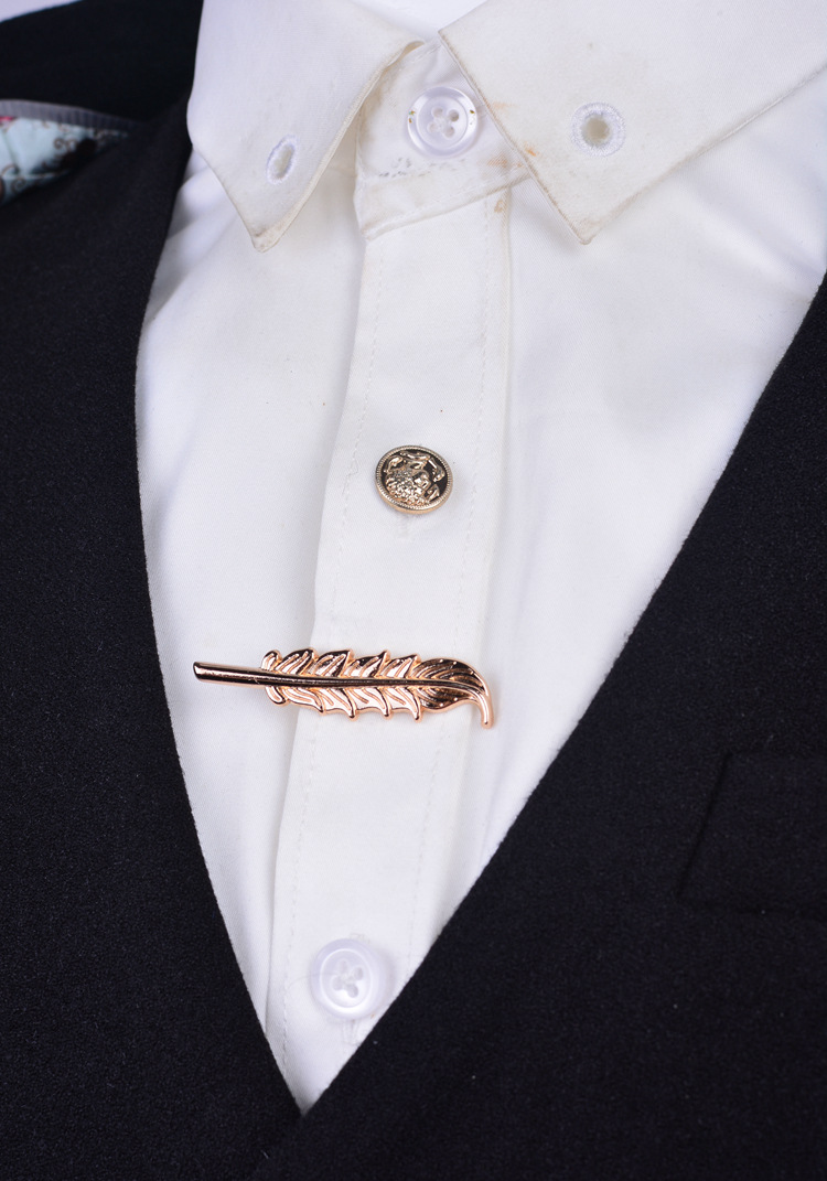 韩版领带夹窄短款 男士细领带 时尚简约 休闲欧美英伦 羽毛领带夹