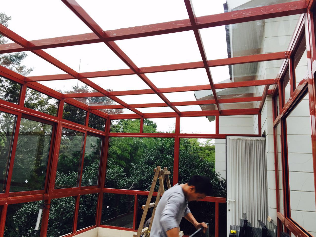 钢结构阳光房落地窗玻璃房盖顶封阳台露台彩钢板隔热中空钢化玻璃