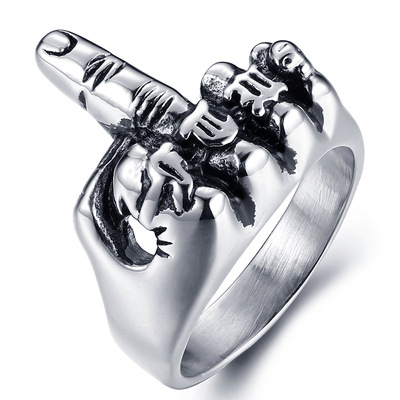 2016新品批发 日韩潮流首饰 钛钢竖中指戒指 个性饰品食指指环