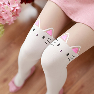 春秋款手工印花丝袜假大腿连裤袜可爱卡通打底袜来图来样订制