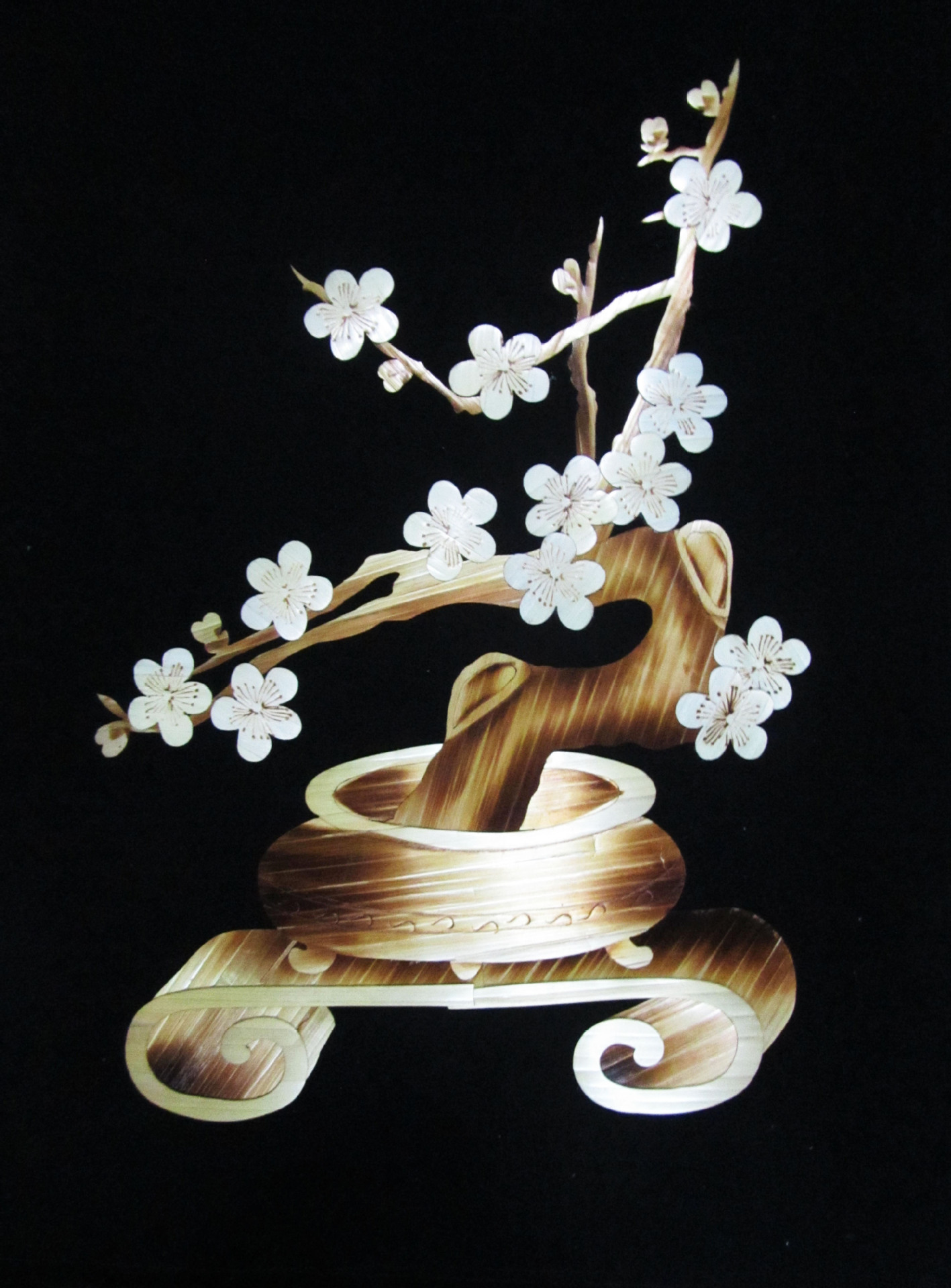 供应民间手工艺品 纯手工制作 精品麦秆画芦苇装饰画 花瓶图案