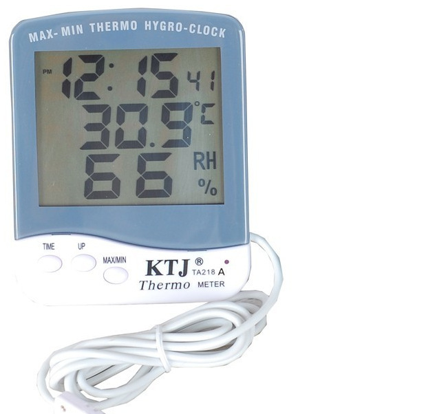 High-Precision Household Large Screen Temperature Moisture Meter Ta218a Digital Display Thermometer with Clock