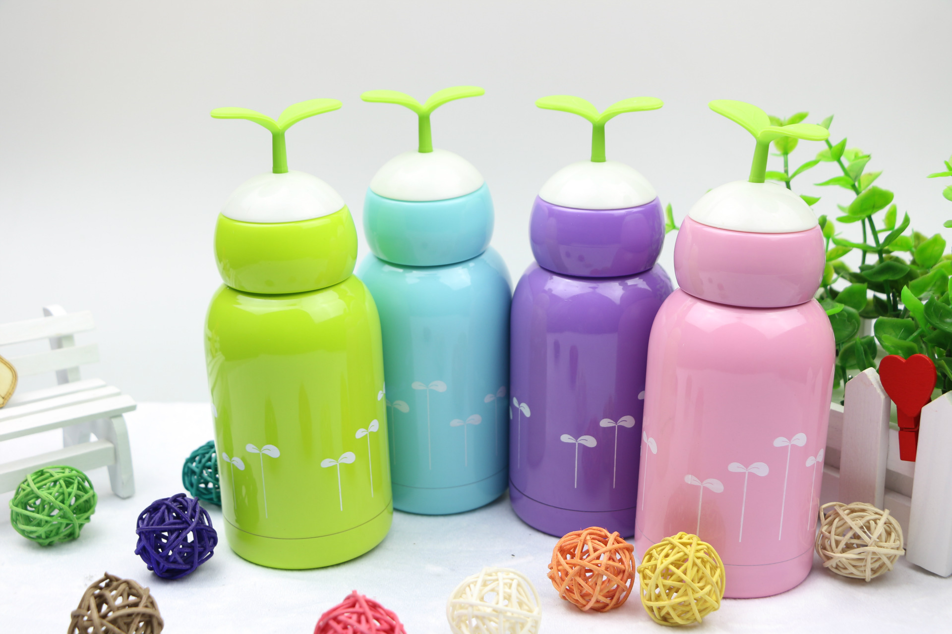 可爱卡通款豆芽小杯儿童保温杯创意不锈钢保温杯定制logo厂家批发