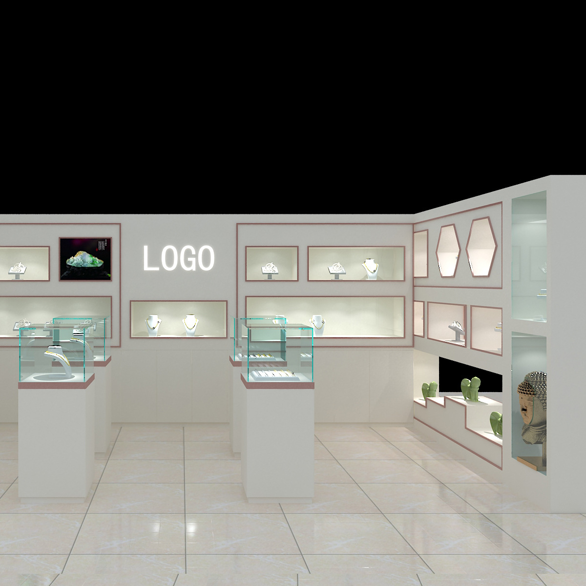 厂家定制 高档珠宝首饰展示柜 木质烤漆玻璃展柜 烤漆珠宝展示柜
