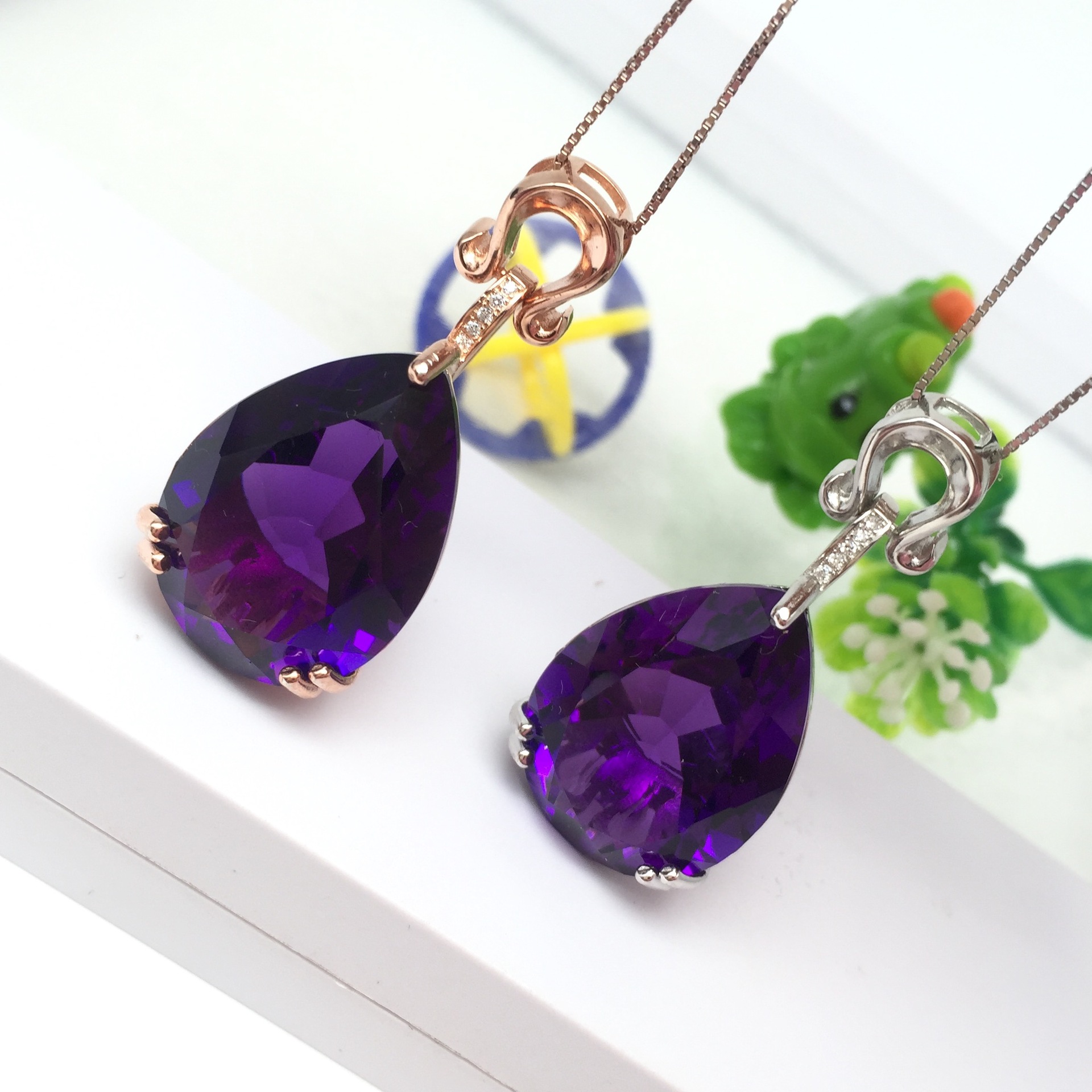 彩宝首饰 925银镶紫水晶款水滴吊坠 外贸饰品项链 地摊货源-阿里巴巴