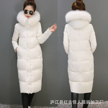 羽绒服女中长款2022冬季韩版茧型时尚修身大毛领白鸭绒长款外套