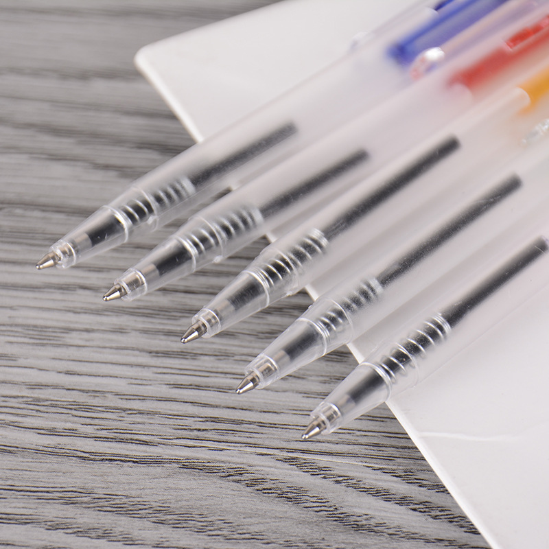 New Plastic Press Transparent Advertising Pen 10.4cm Printable Logo Notebook Matching Ballpoint Pen