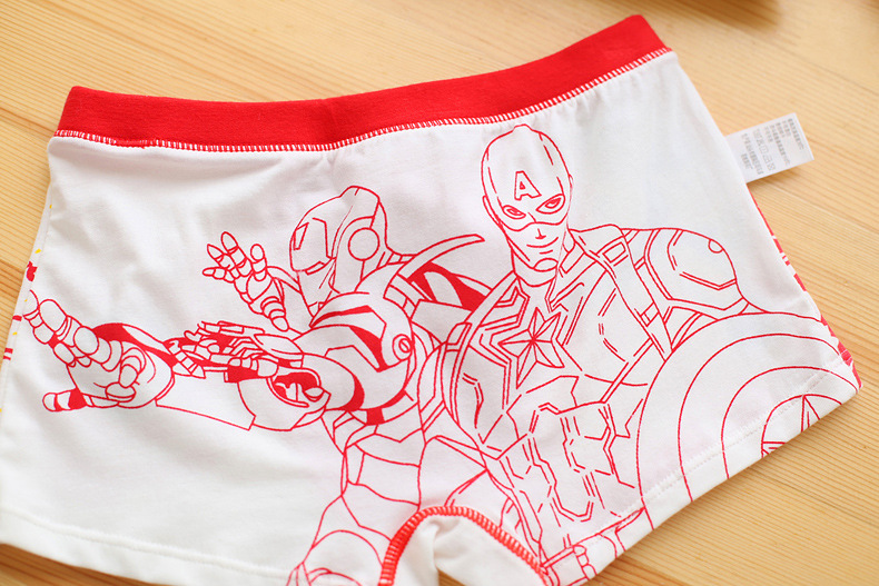 新品 安贝熊全棉儿童内裤卡通美国队长印花图案 男童平角裤三条装