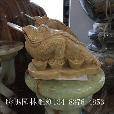招财进宝石雕金蟾动物雕塑吉祥物大理石金蟾送财摆件可定制批发