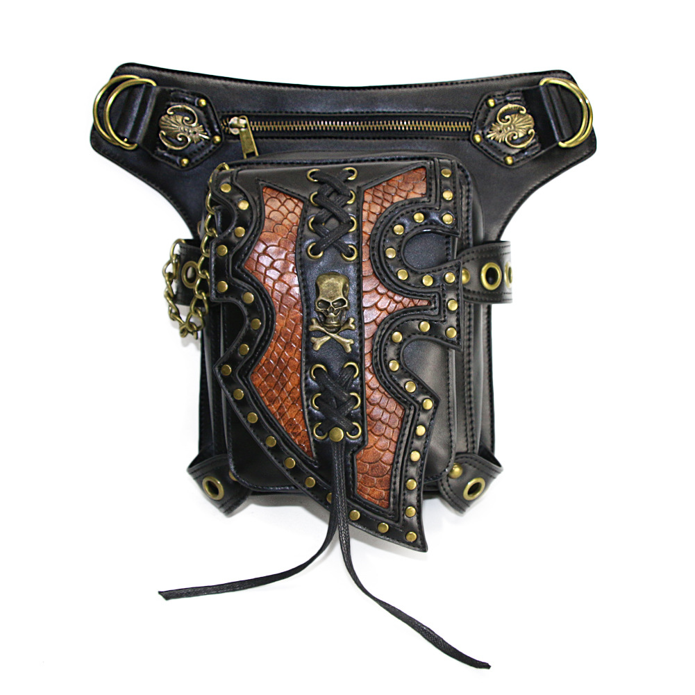 Wish Cross-Border Lazada Steampunk Motorcycle Bag Shoulder Messenger Bag Women's Mobile Phone Waist Bag Trend