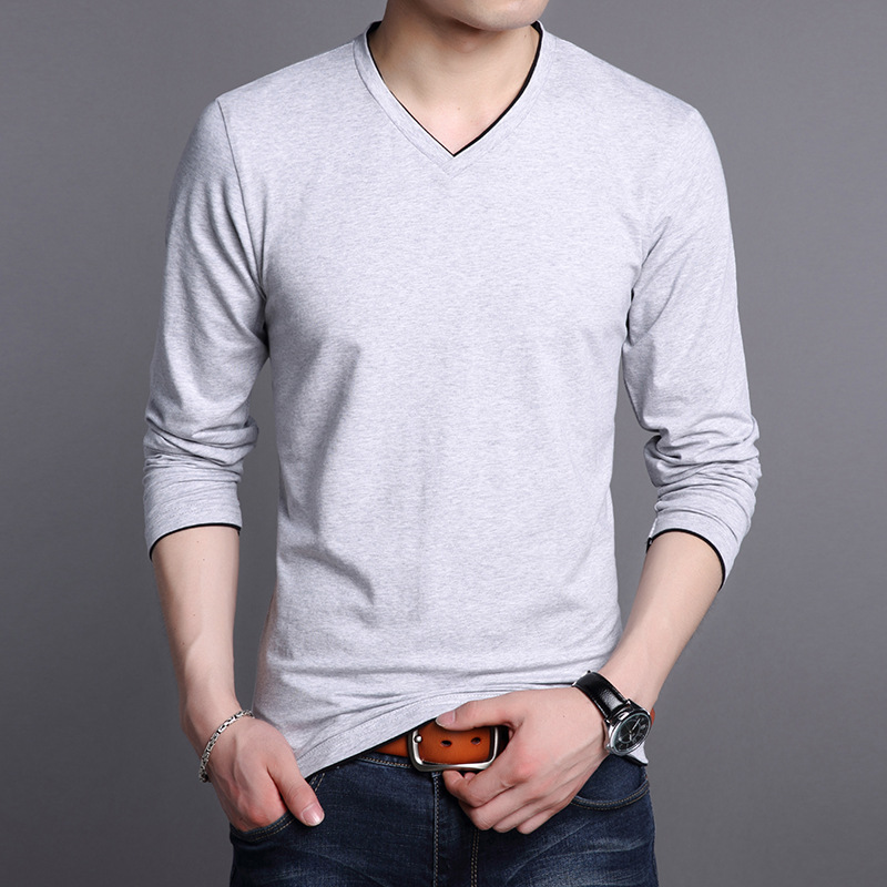 秋装男式长袖t恤棉长袖t恤男文化衫休闲长体恤纯色一件代发-阿里巴巴