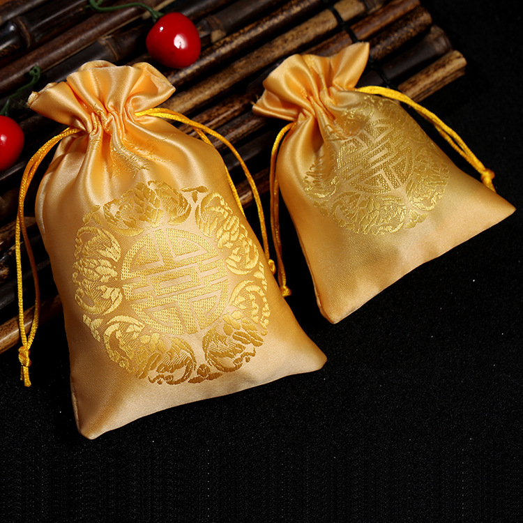 Wedding Wedding Candy Bag Chinese Style Drawstring Lucky Bag Simple Wedding Supplies Gift Bag Drawstring Gauze Bag Ornament Wholesale