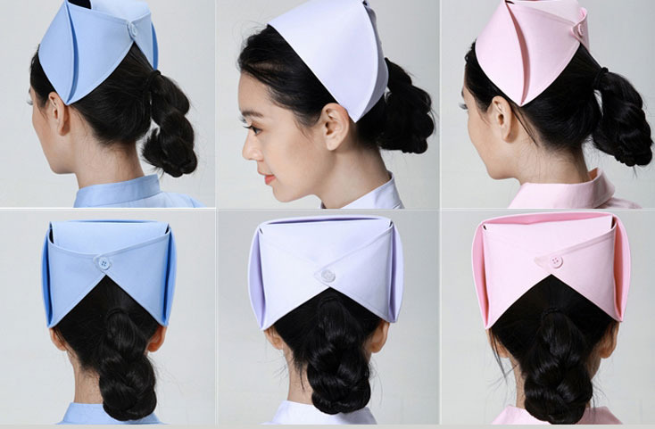 医院护士帽白粉蓝色药店门诊工作帽加厚涤棉燕尾帽卫校医生大夫帽