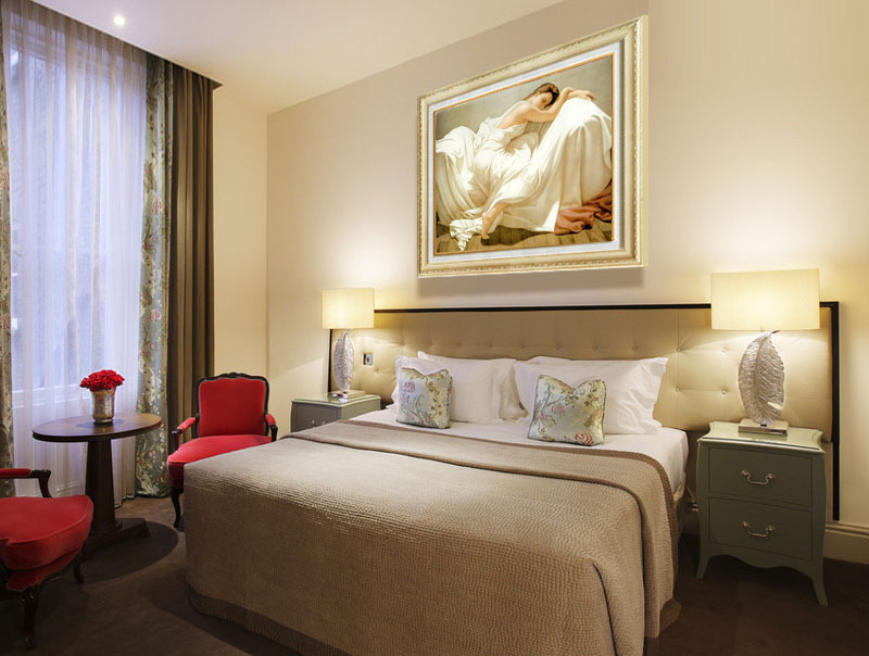 简约欧式有框画卧室床头玄关墙画宾馆客房壁画酒店客房挂画睡美人