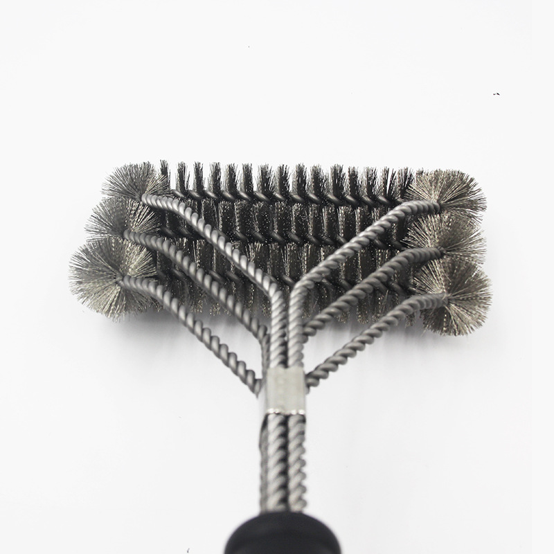 厂家批发烧烤刷 18寸三头新款钢丝烧烤架刷 烧烤炉 不锈钢清洁刷