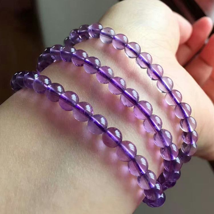 天然紫水晶手链 三圈多圈手链 浅紫色女款水晶饰品