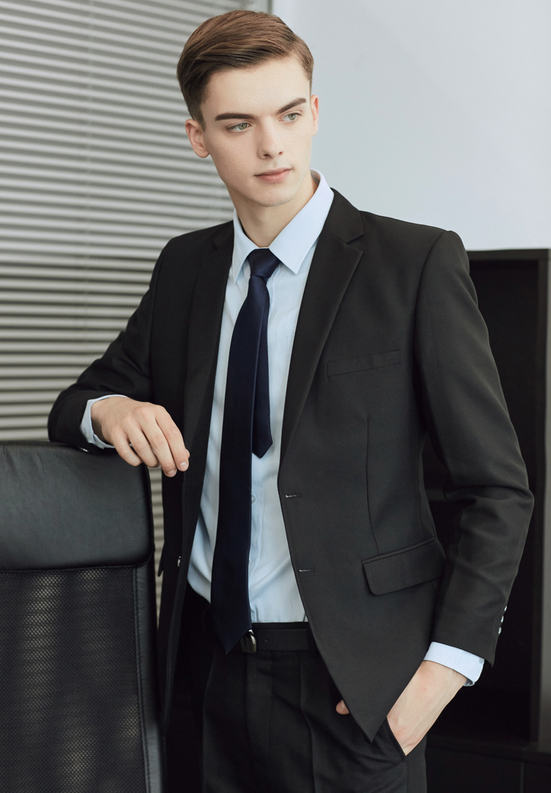 纯色韩版商务男式职业装西装套装 男士修身西服正装结婚礼服外.