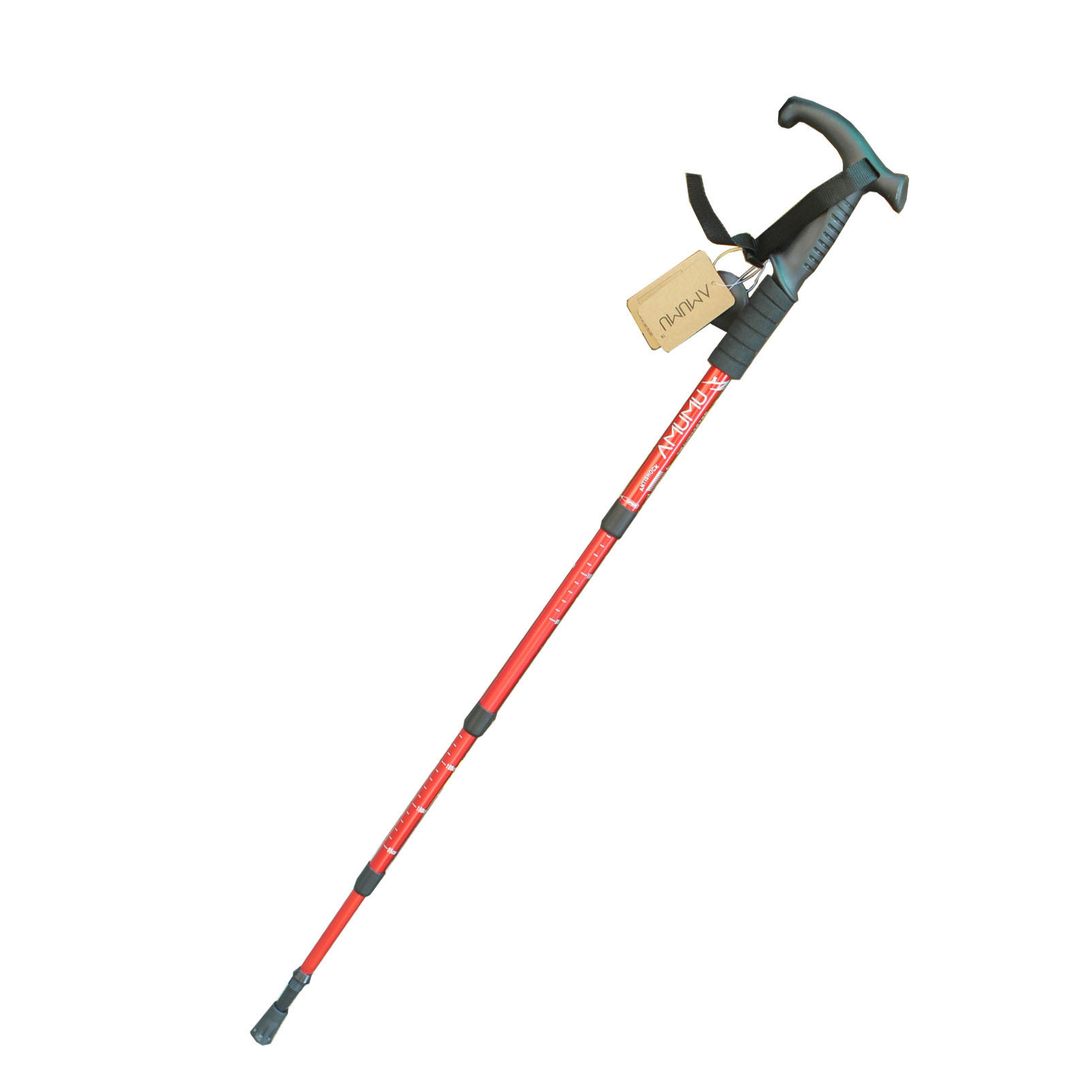 入门级户外登山装备超轻铝合金t弯柄直柄4节伸缩避震手杖 登山杖 - 运