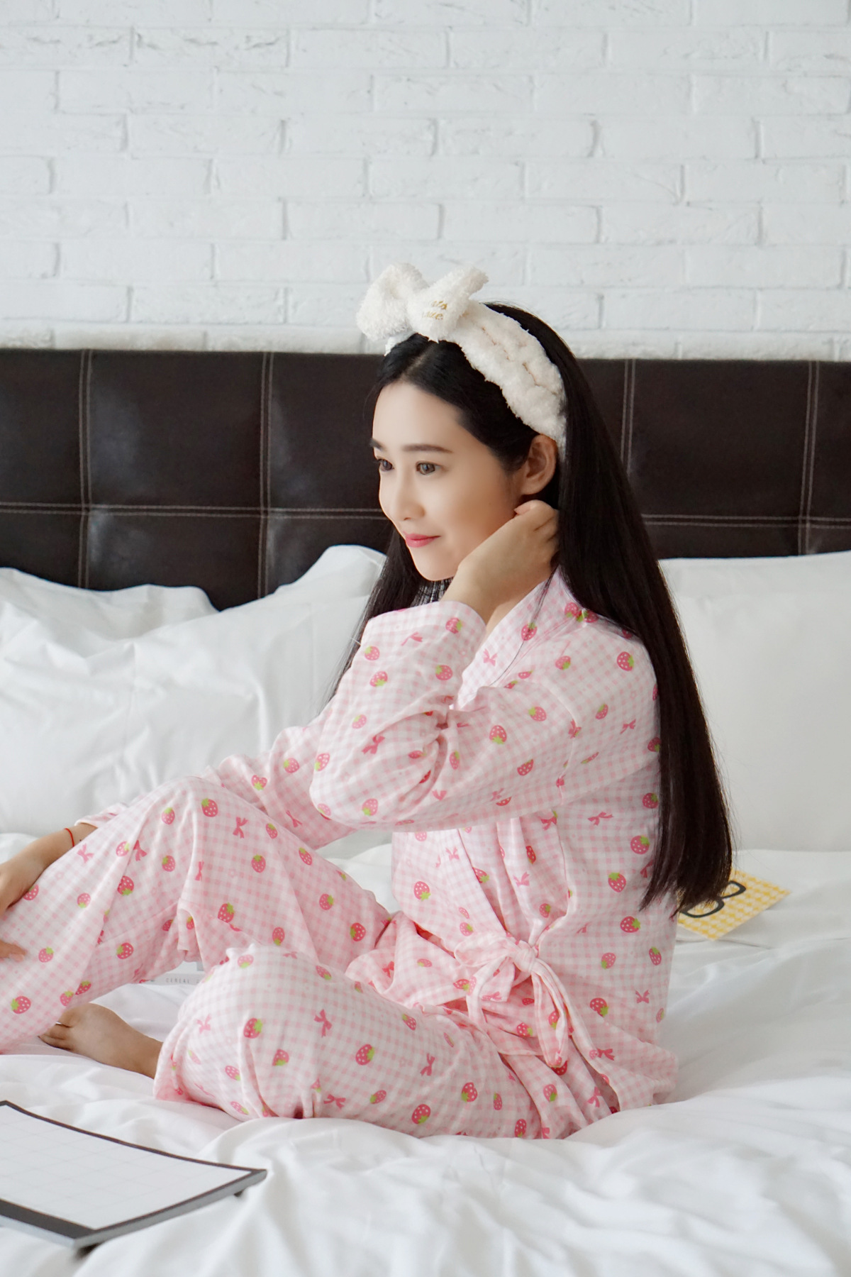 秋季和服日系睡衣 甜美樱花套装 针织棉少女家居服 斜襟绑带套装