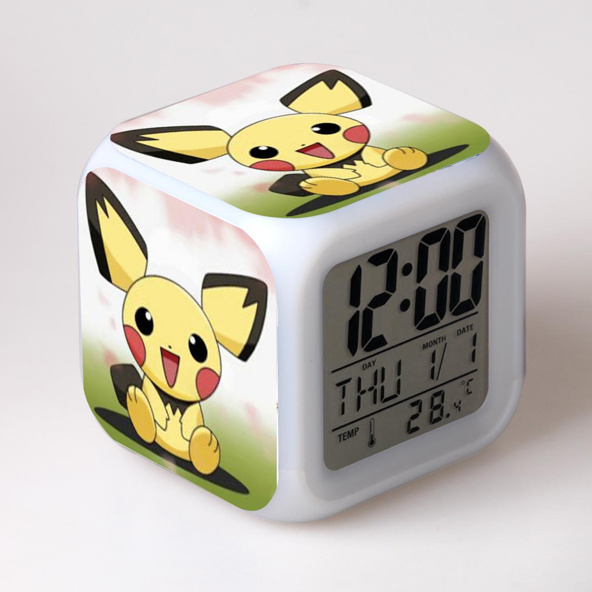宠物小精灵闹钟 神奇宝贝皮卡丘七彩心情闹钟创意礼品可来图定做