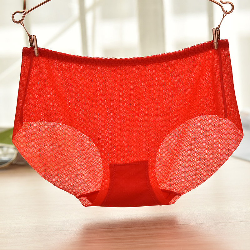 无痕女士三角内裤 性感美臀中腰女式冰丝透视内裤女 2054
