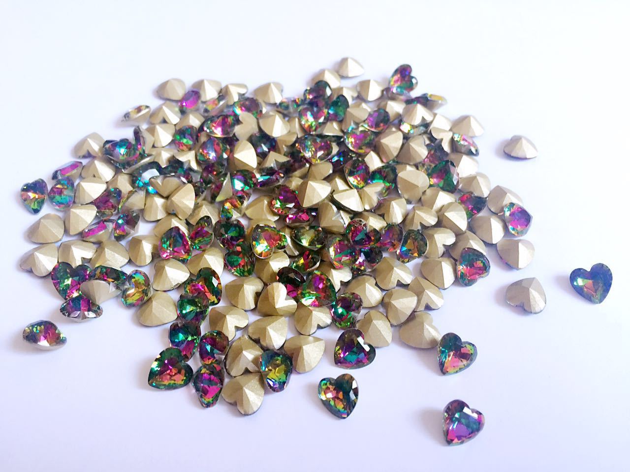 美甲饰品 k9激光五彩火焰钻 异形钻 彩白钻 美甲钻饰 微锆 锆石