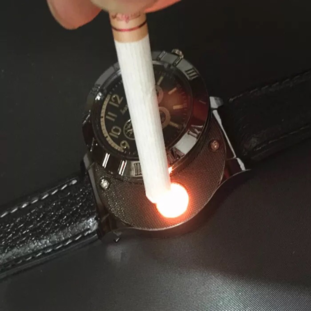 热销创意防风充电打火机手表 点烟器手表 男士金属腕表 厂家批发