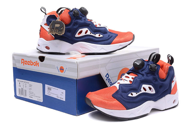 诚招代理reebok pump fury og 锐步真碳真标充气鞋男女运动鞋蓝橙