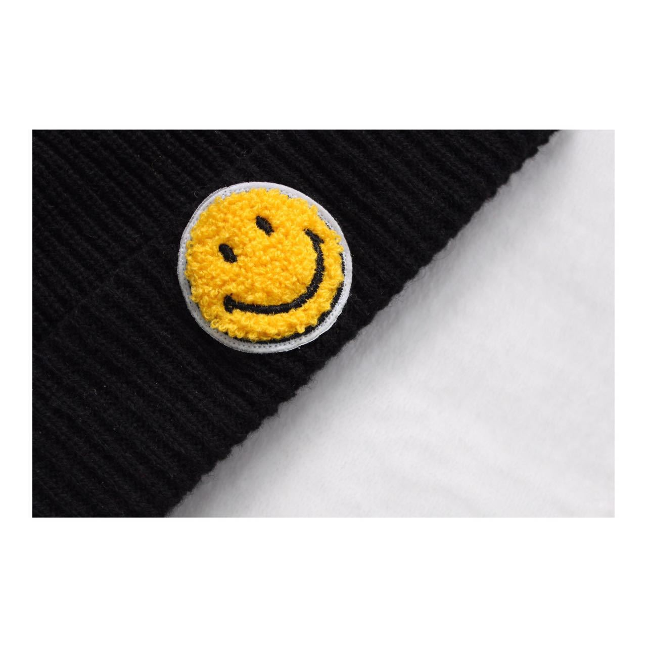 秋冬时尚笑脸毛线帽 潮流男女套头针织帽 嘻哈保暖防寒卡通套头帽