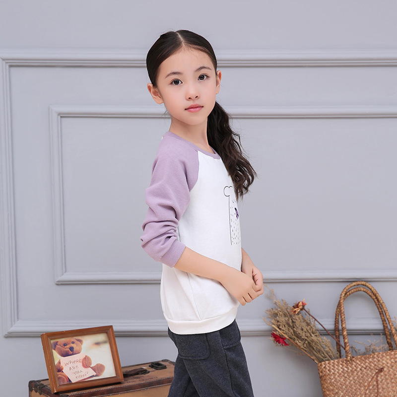 candydoll 女童卫衣2016秋季新款童装 韩版卡通拼色儿童卫衣