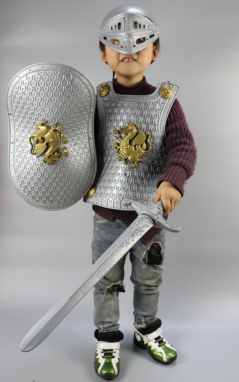 万圣节玩具 男 儿童盔甲勇士服装 幼儿罗马古装 铠甲演出服