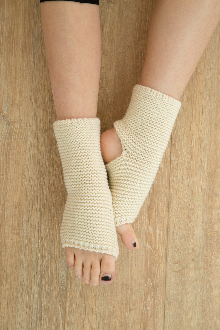 拉丁舞蹈踩脚针织运动防护腿套瑜伽毛线靴套混色横条瑜珈保暖袜套