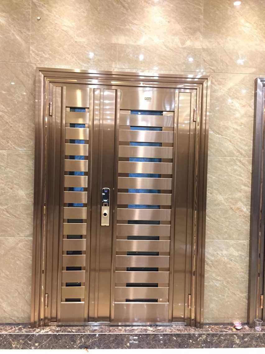 304不锈钢门玫瑰金小区单元楼宇门 对讲门【厂家直销】安全防盗