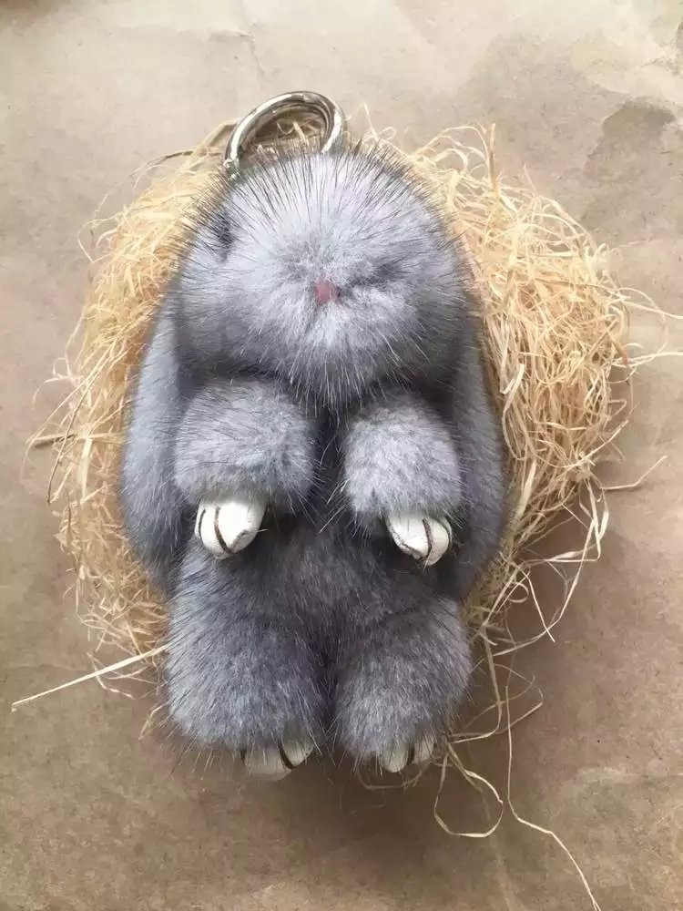 皮草装死兔汽车挂件高端超萌进口哥本哈根特价水貂毛兔子挂件钥匙