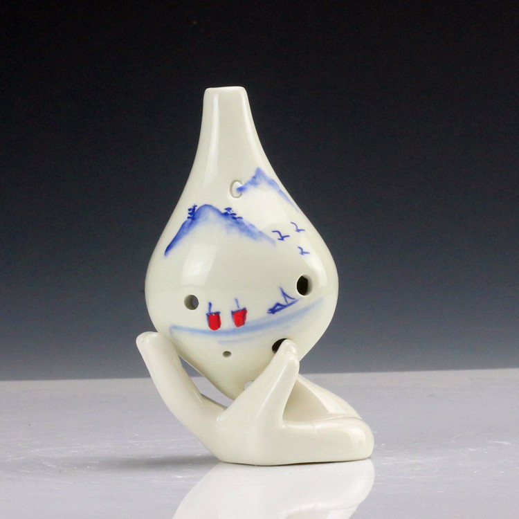 6孔陶笛长嘴手绘中音c调送教材六孔陶笛学校教学产品厂家批发