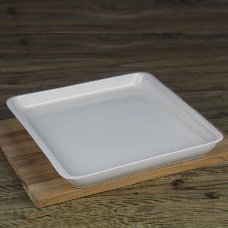 陶瓷正方形瓷盘子9.5英寸四方菜盘两盘托盘 logo定制 焗饭碟