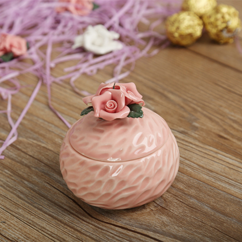 Rose Garden European-Style Wedding Candies Box Multi-Color Pink Floral Exquisite Ceramic Jewelry Box Wholesale Export Foreign Trade Series