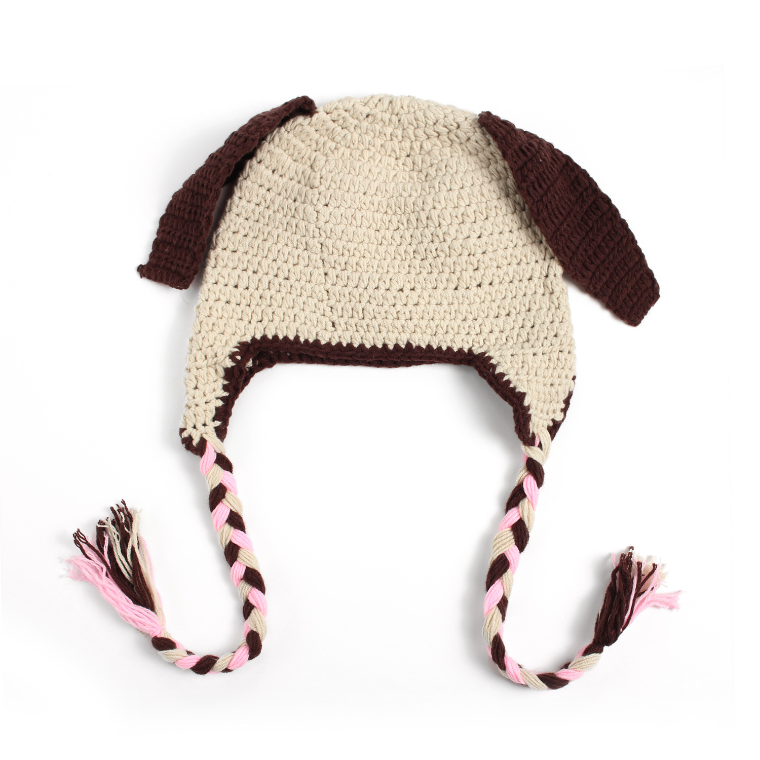 2016淘宝热销 手工编织儿童卡通小狗帽2色