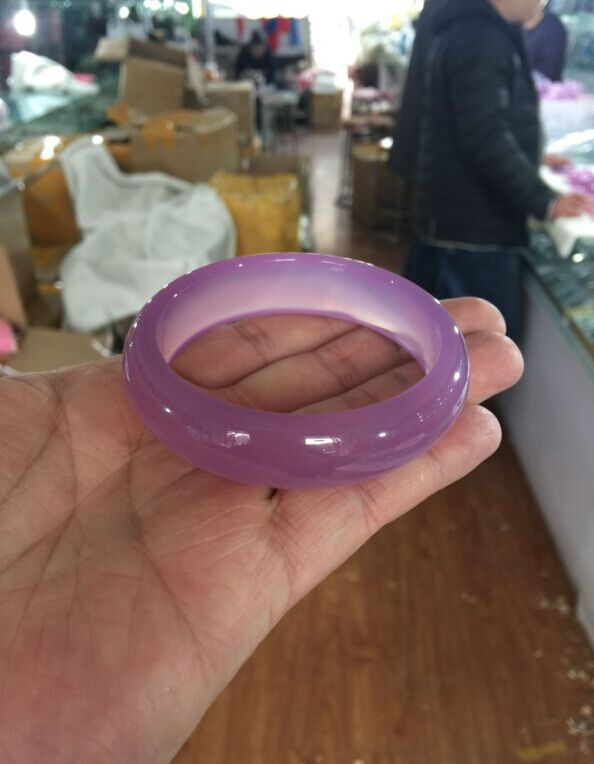 瑾玉坊天然a货紫色玛瑙玉髓手镯 冰种紫玉髓冰花芙蓉支持复检