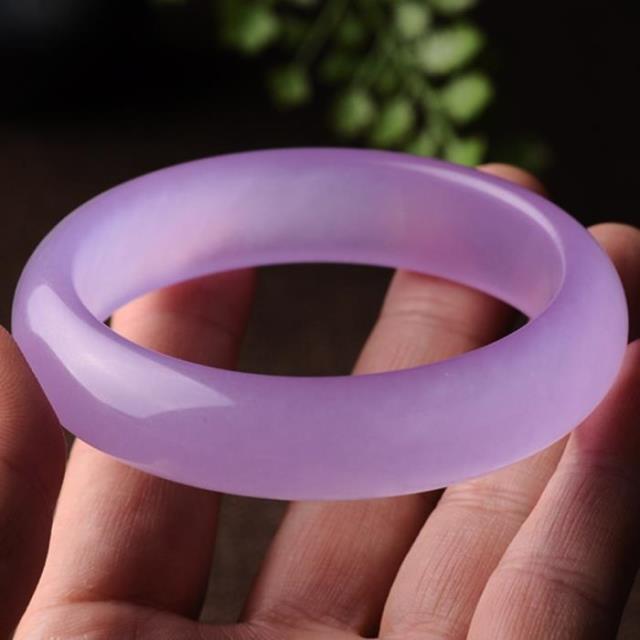 冰种a货翡翠色石英岩玉手镯正品紫罗兰玉镯女款紫色玉镯子
