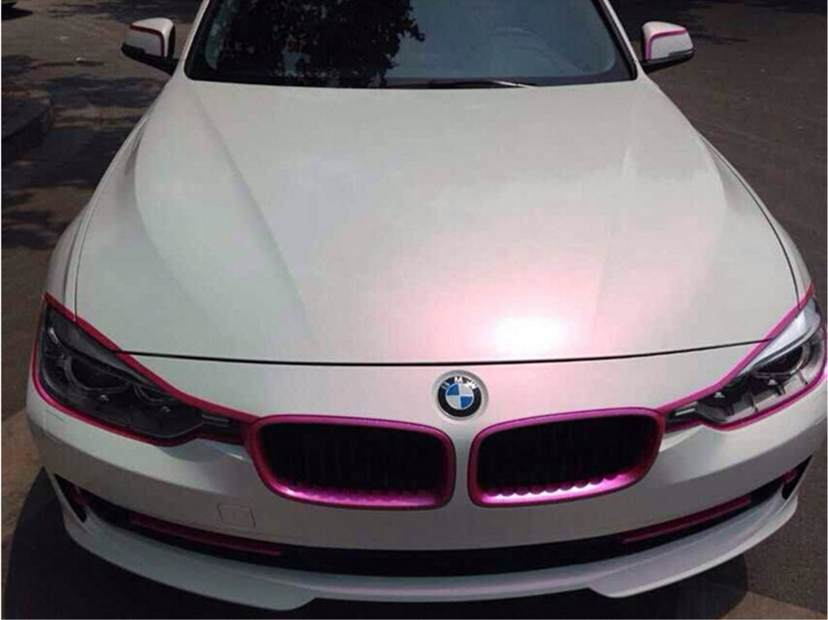 进口光面亮光/哑面亚光珠光白色改色膜 变色龙陶瓷白改色膜导气槽