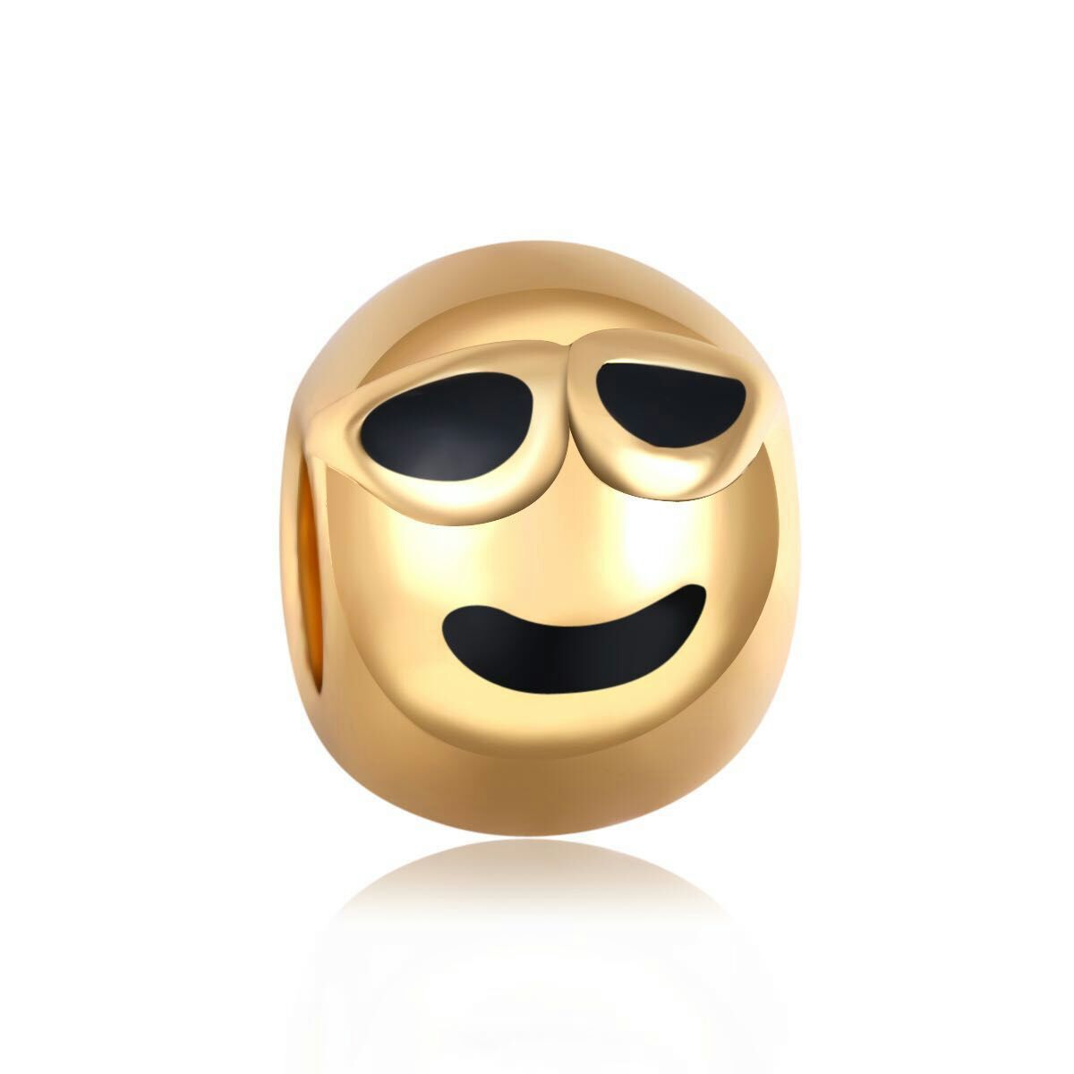 英国圣诞热销百搭时尚手链配件 卡通骄傲表情金色合金大孔珠跨境