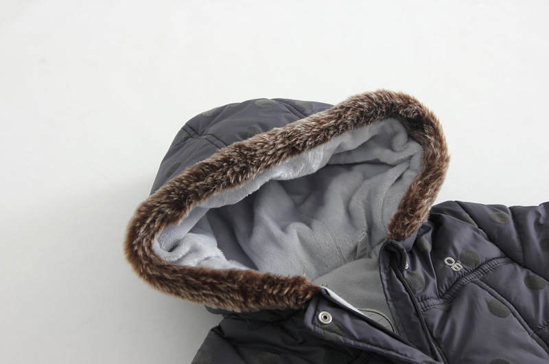 一件代发 秋冬外贸原单加厚丝棉宝宝连身衣 连帽外出婴儿连体衣